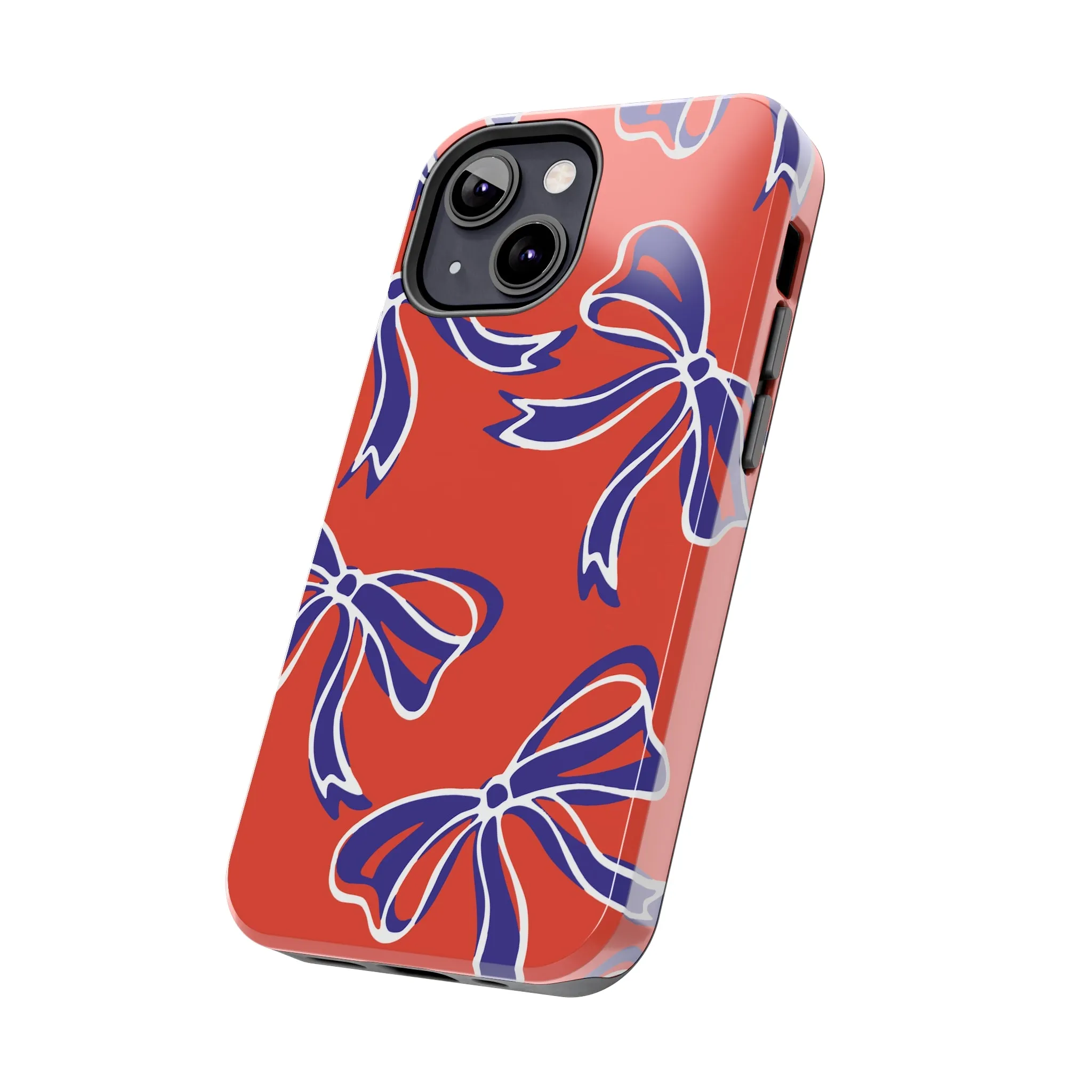 Trendy Bow Phone Case, Bed Party Bow Iphone case, Bow Phone Case, - Clemson, Purple and Orange