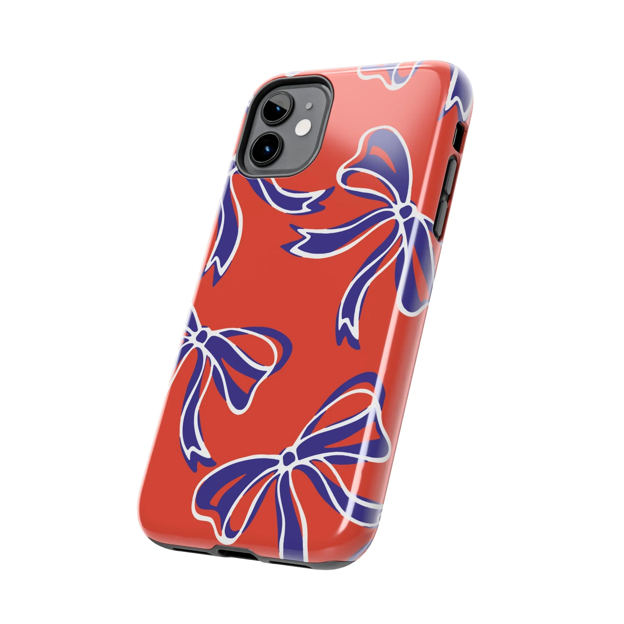 Trendy Bow Phone Case, Bed Party Bow Iphone case, Bow Phone Case, - Clemson, Purple and Orange