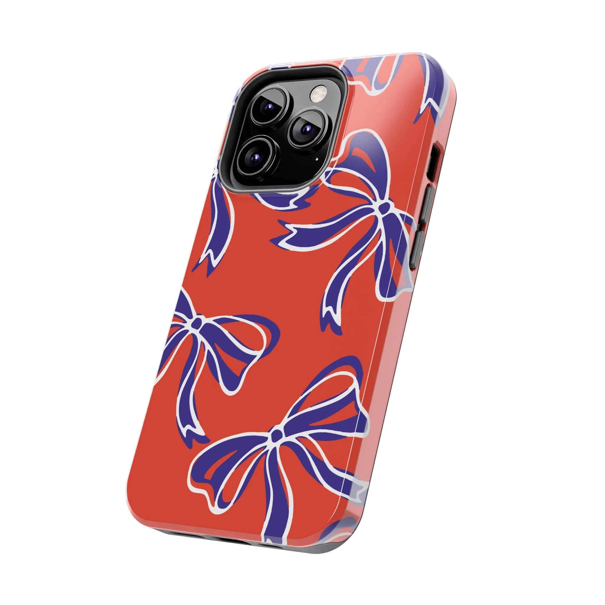 Trendy Bow Phone Case, Bed Party Bow Iphone case, Bow Phone Case, - Clemson, Purple and Orange