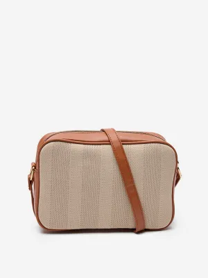 Westside Beige and Brown Textured Sling Bag