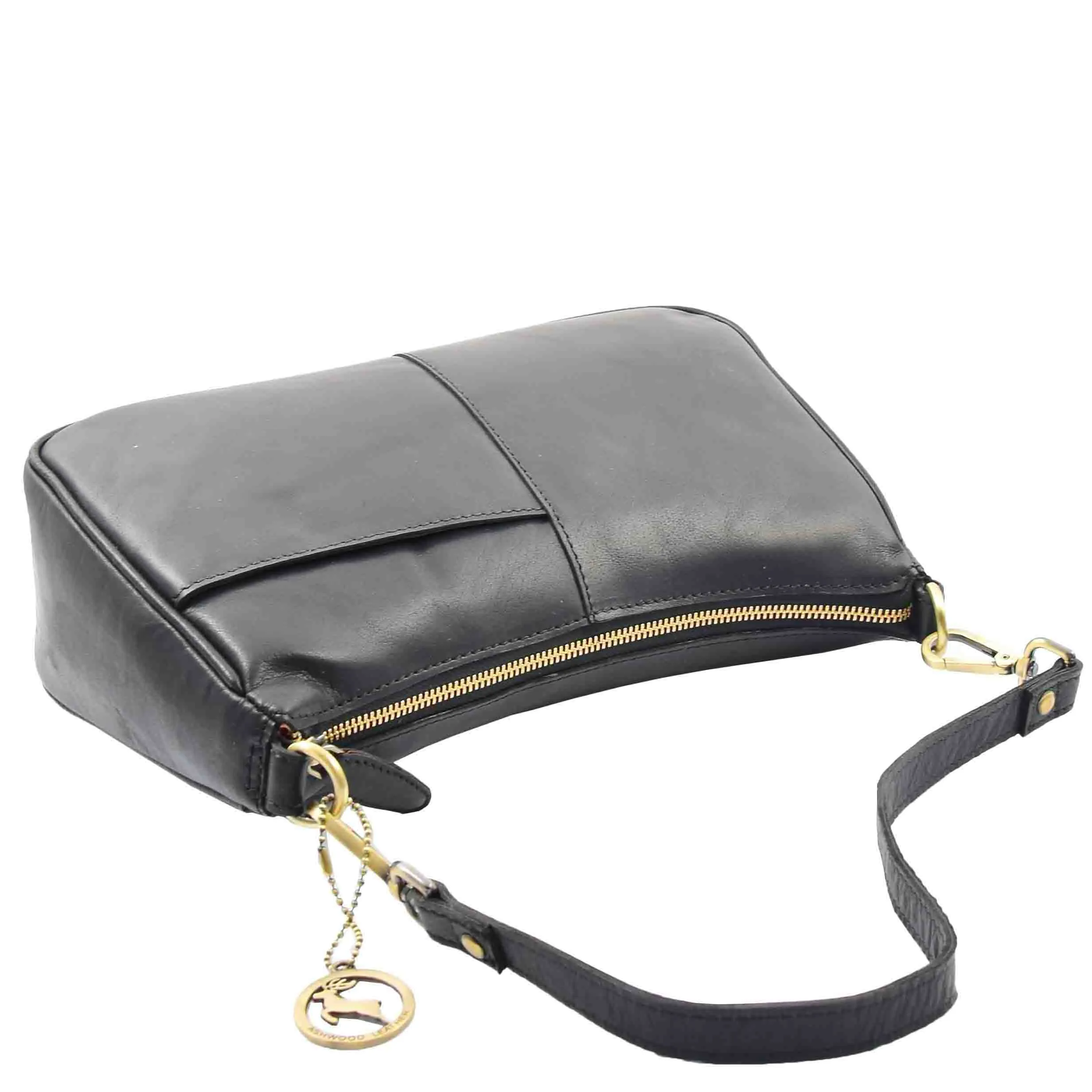 Womens Detachable Straps Leather Shoulder Bag ELLA Black