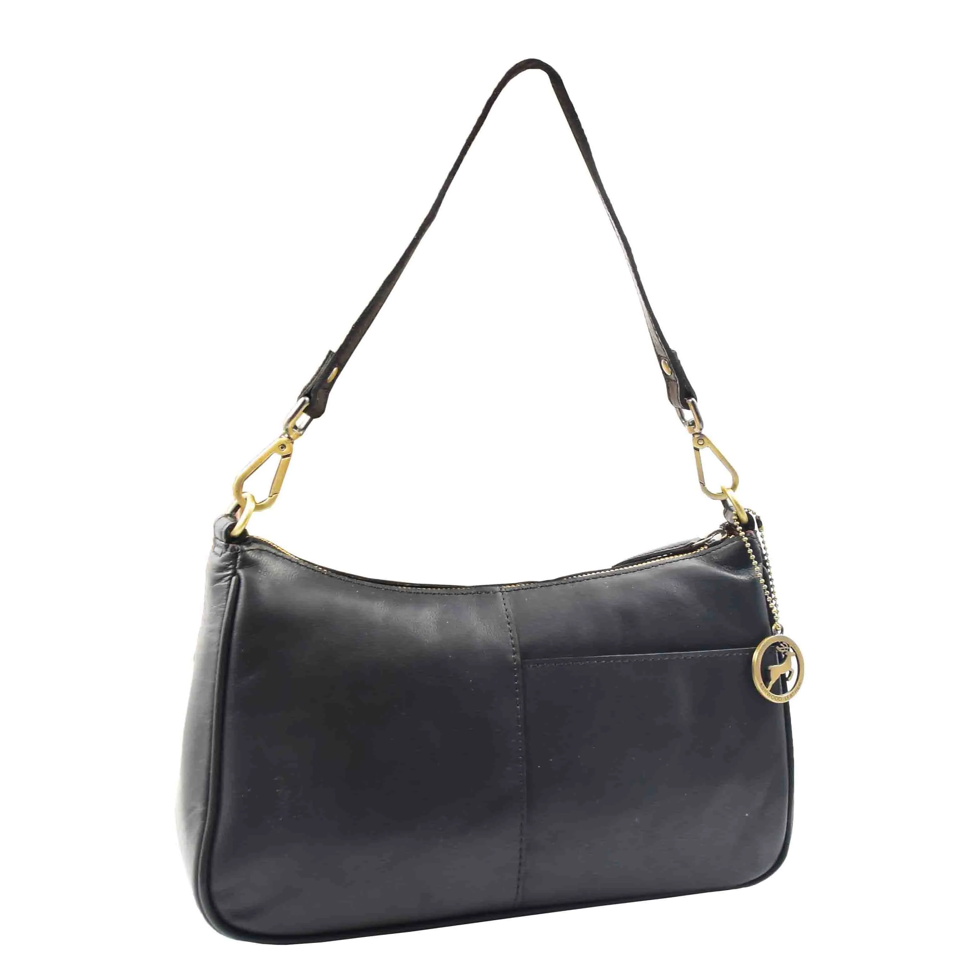 Womens Detachable Straps Leather Shoulder Bag ELLA Black