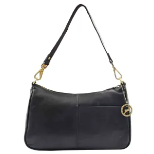 Womens Detachable Straps Leather Shoulder Bag ELLA Black