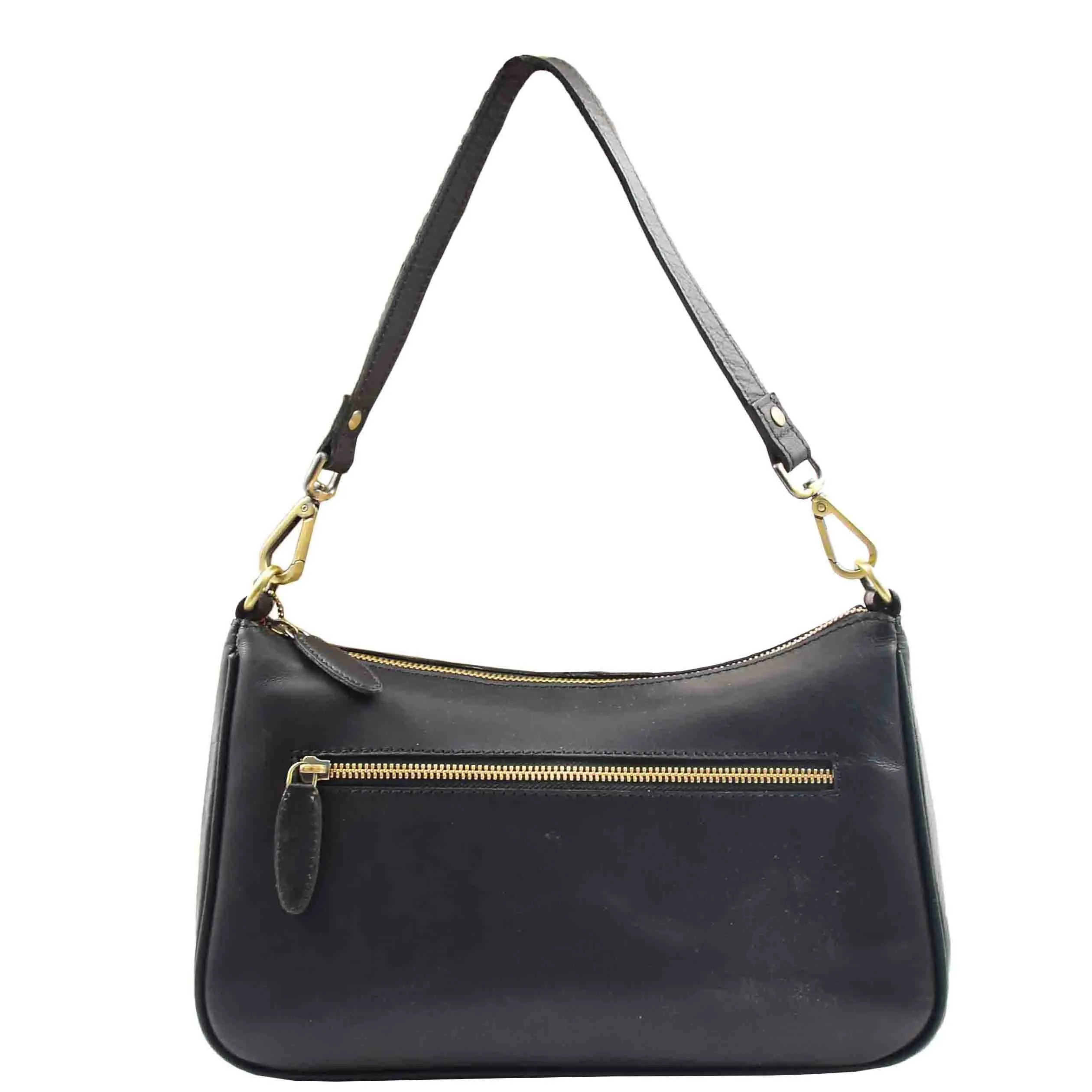 Womens Detachable Straps Leather Shoulder Bag ELLA Black