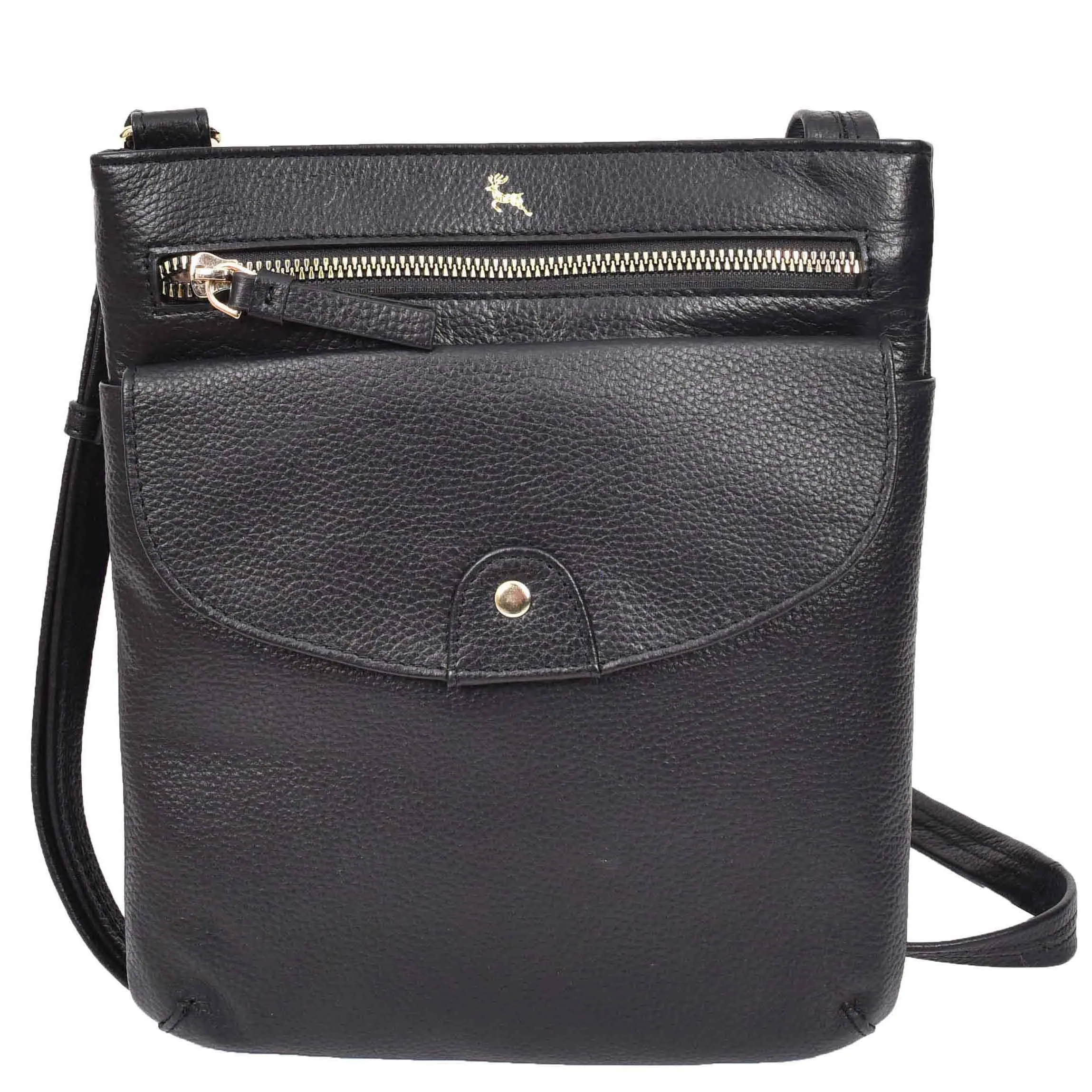 Womens Leather Crossbody Sling Bag Multi Pockets Messenger Skye Black