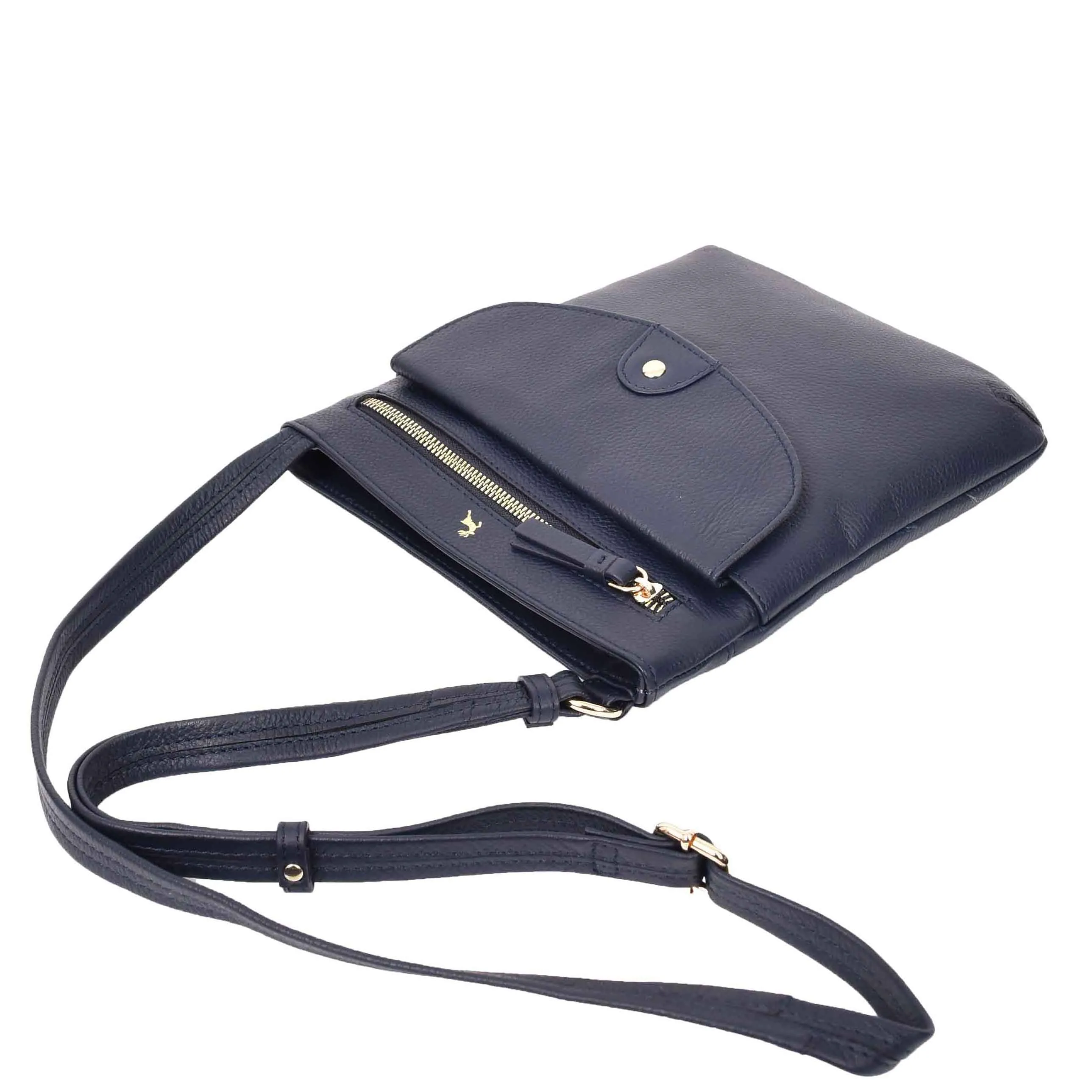 Womens Leather Crossbody Sling Bag Multi Pockets Messenger Skye Navy