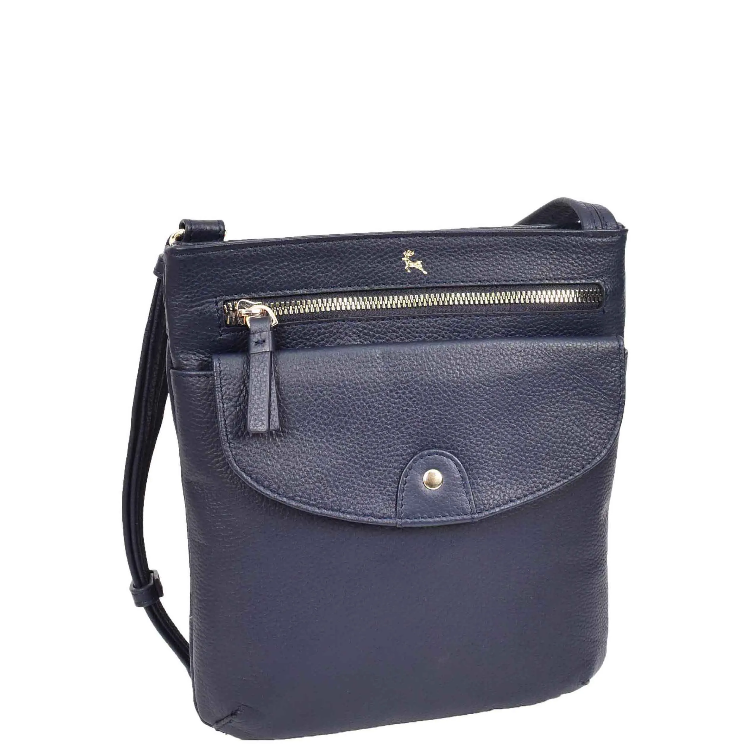 Womens Leather Crossbody Sling Bag Multi Pockets Messenger Skye Navy