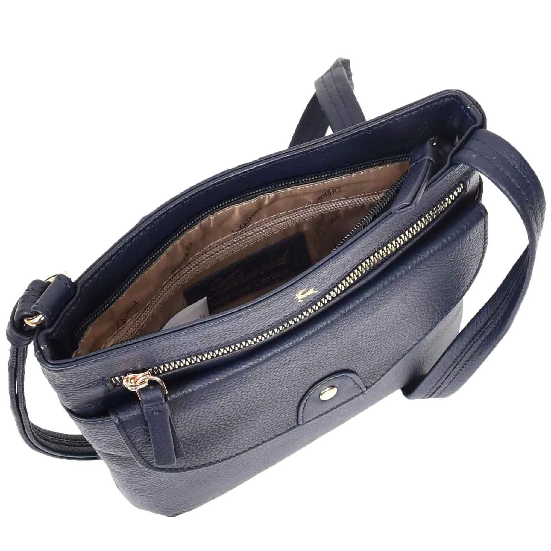 Womens Leather Crossbody Sling Bag Multi Pockets Messenger Skye Navy